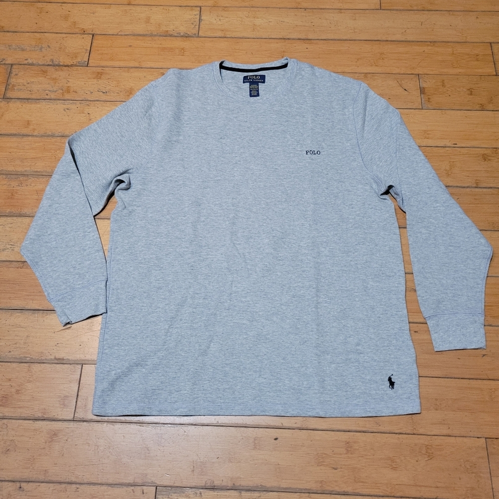 Polo Ralph Lauren Cotton Blend Waffle Knit Embroidered Logo Long Sleeve Sleep T